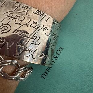 Tiffany & Co. Sterling  Silver Wide Bracelet not new slight tarnish L  7" wrist.